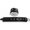Mister B Leather Ankle Restraints Black White Padding coppia di cavigliere leather pelle per restrizioni