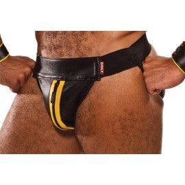 COLT Leather Jock Black Yellow jockstrap sospensorio in pelle
