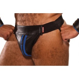 COLT Leather Jock Black Blue jockstrap sospensorio in leather pelle