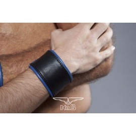 COLT Wrist Strap Band Black and Blue bracciale leather pelle con velcro
