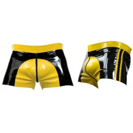 Mister B Rubber Shorts Yellow Saddle calzoncini rubber gomma con zip