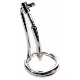 Black Label The Cock Trap cockring per il glande con sonda uretrale e bloccaggio per castità