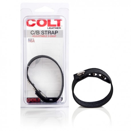 Colt Adjustable 3 Snap Leather Strap cockring 3 clips pelle morbida elastica di alta qualità rivetto "COLT" 