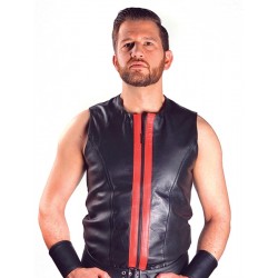 Mister B Vest Sleeveless Zip Red smanicata leather pelle