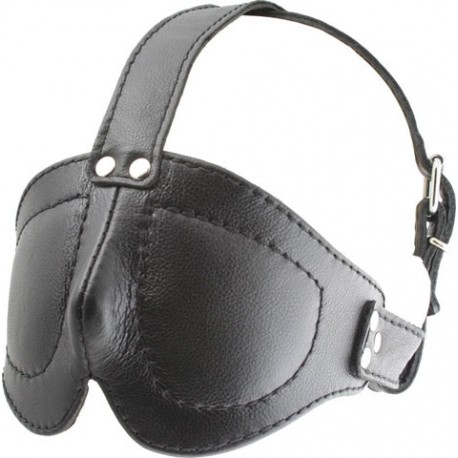 Mister B Deluxe Blindfold With Straps maschera chiusa leather in pelle