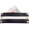 Mister B Leather Wrist Wallet Zip White Striped bracciale in pelle per polso con portafoglio interno con zip