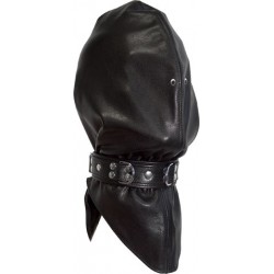 Mister B Mister Mister B Headbag With Collar And Holes maschera pelle leather con collare