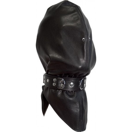 Mister B Mister Mister B Headbag With Collar And Holes maschera pelle leather con collare