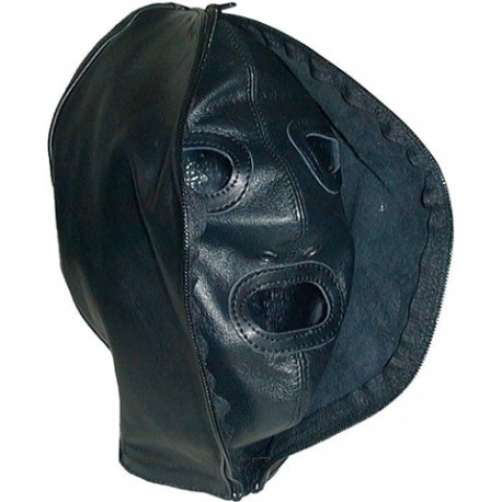 Mister B Leather Double Faced Hood maschera doppio uso chiusa o aperta leather aperta