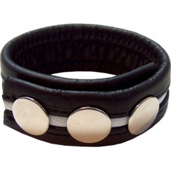 Mister B Cockstrap White cockring leather pelle con striscia bianca
