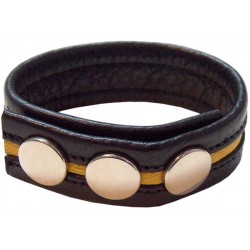 Mister B Cockstrap Yellow cockring leather pelle con striscia gialla