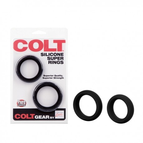 Colt Silicone Super Rings Black cockring coppia medium e large cockrings anelli pene in silicone 