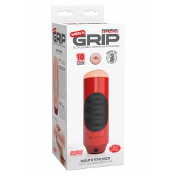 Pipedream Pdx Mega Grip Mouth Stroker bocca masturbatore realistico strizzabile e vibrante a più velocità
