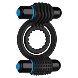Doc Johnson Optimale Double Vibrating Cock Ring Black cockring in silicone con doppio stimolatore vibrante