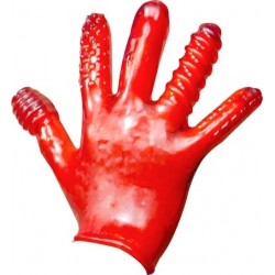 Oxballs Finger Fuck Textured Glove Police Red guanto morbido con struttura per penetrare