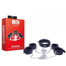 MOI X Chain Reaction Wrist & Ankle Cuffs With Collar restrizione, per collo, polsi e caviglie con catenelle
