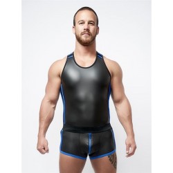 Mister B Neoprene Tank Top Black Blue canotta in neoprene