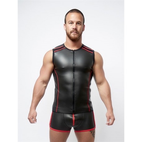 Mister B Neoprene Sleeveless T Zip Black Red smanicata in neoprene con zip