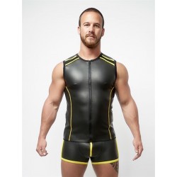 Mister B Neoprene Sleeveless T Zip Black Yellow smanicata in neoprene con zip