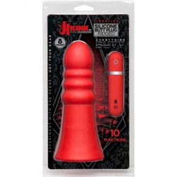 Kink Vibrating Silicone Butt Plug Ridged 20 cm. (8 inch) Red plug dilatatore anale vibrante in silicone