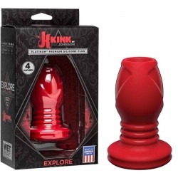 Kink Wet Works Explore (4 inch) Premium Silicone Anal Plug Standard Red tunnel plug ass play