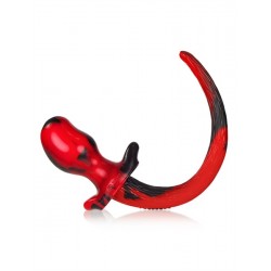 Oxballs BULLDOG Puppy Tail L Red Black dilatatore anale in silicone coda di cucciolo