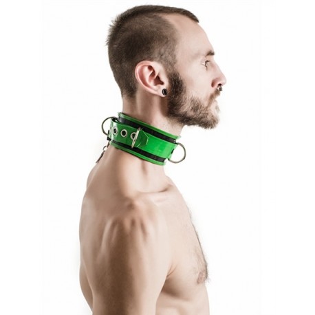 Mister B Rubber Collar Lockable Black Green collare per restrizione regolabile in gomma