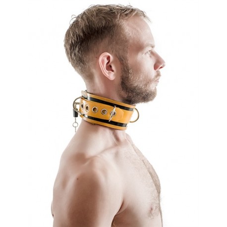 Mister B Rubber Collar Lockable Black Yellow collare per restrizione regolabile in gomma