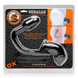 Oxballs Tailpipe Chastity Cock-Lock With Attached Butt Plug con gabbia di castità pene in TPR