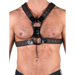 665 Leather NeoFlex Neoprene Harness Black Orange harness in neoprene con clips