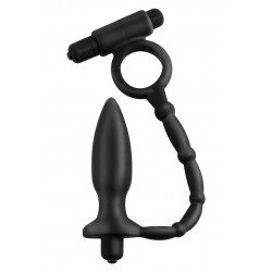 Anal Fantasy Ass Kicker With Cockring Black plug dilatatore anale vibrante con cockring vibrante silicone