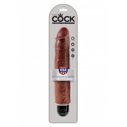 King Cock (10 Inch) 25.40 cm. Brown Vibr Stiffy dildo fallo realistico vibrante