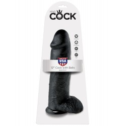 King Cock  (12.00 inch) 30.48 cm. With Balls Black dildo XL fallo realistico nero