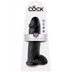 King Cock (12.00 inch) 30,48 cm. With Balls Black dildo XL fallo realistico nero