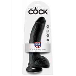 King Cock (9.00 inch) 22,85 cm. With Balls Black dildo fallo realistico nero