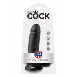 King Cock (7.00 inch) 17.80 cm. With Balls Black dildo fallo realistico nero