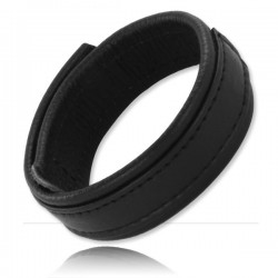 Black Label Velcro Leather Cock Ring 20 mm. Wide anello per il pene
