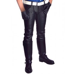 Mister B FXXXer Jeans All Black pantaloni leather in pelle doppia zip