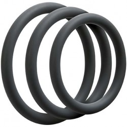 OptiMALE 3 C Ring Set Thin Slate confezione con 3 cockrings sottili in silicone grigio