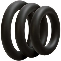 OptiMALE 3 C Ring Set Thick Black confezione con 3 cockrings spessi in silicone nero