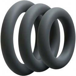 OptiMALE 3 C Ring Set Thick Slate confezione con 3 cockrings spessi in silicone ardesia