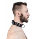 Mister B Leather Slave Collar 4 D Rings Black collare in pelle regolabile per restrizioni con anelli D