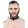 Mister B Leather Slave Collar 4 D Rings White collare in pelle regolabile per restrizioni con anelli D