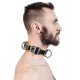 Mister B Leather Slave Collar 4 D Rings Yellow collare in pelle regolabile per restrizioni con anelli D