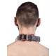 Mister B Leather Slave Collar 4 D Rings Red collare in pelle regolabile per restrizioni con anelli D