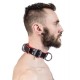 Mister B Leather Slave Collar 4 D Rings Red collare in pelle regolabile per restrizioni con anelli D