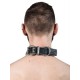 Mister B Leather Slave Collar 4 D Rings Grey collare in pelle regolabile per restrizioni con anelli D
