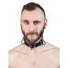 Mister B Leather Slave Collar 4 D Rings Grey collare in pelle regolabile per restrizioni con anelli D