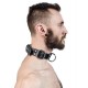 Mister B Leather Slave Collar 4 D Rings Grey collare in pelle regolabile per restrizioni con anelli D