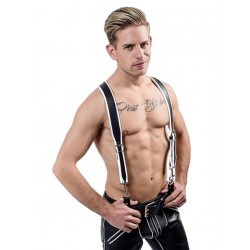 Mister B Combi Harness White Braces Premium bretelle doppio uso leather pelle
